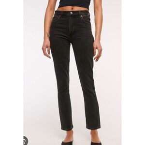 Abercrombie & Fitch the high rise skinny curvy black wash jeans 6 short